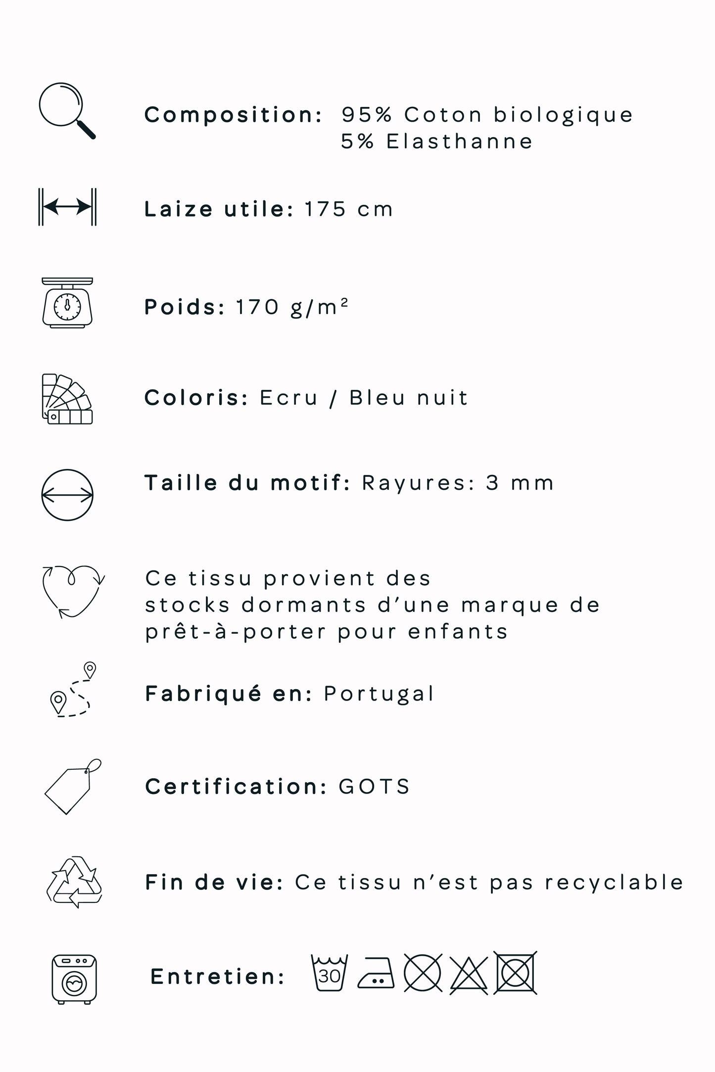Jersey de coton bio - marinière mini