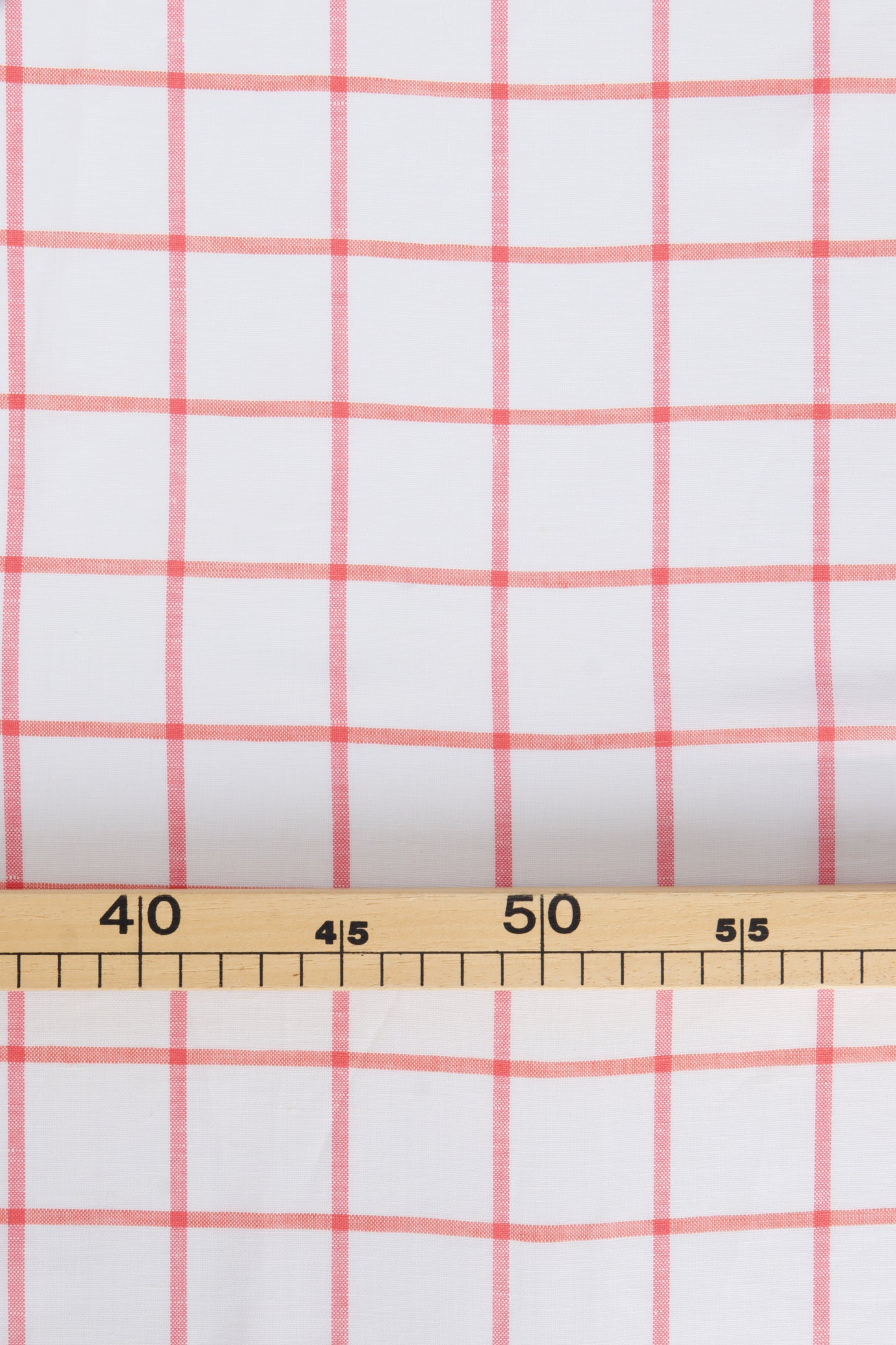 Toile de lin/coton à carreaux - Blanc et Corail